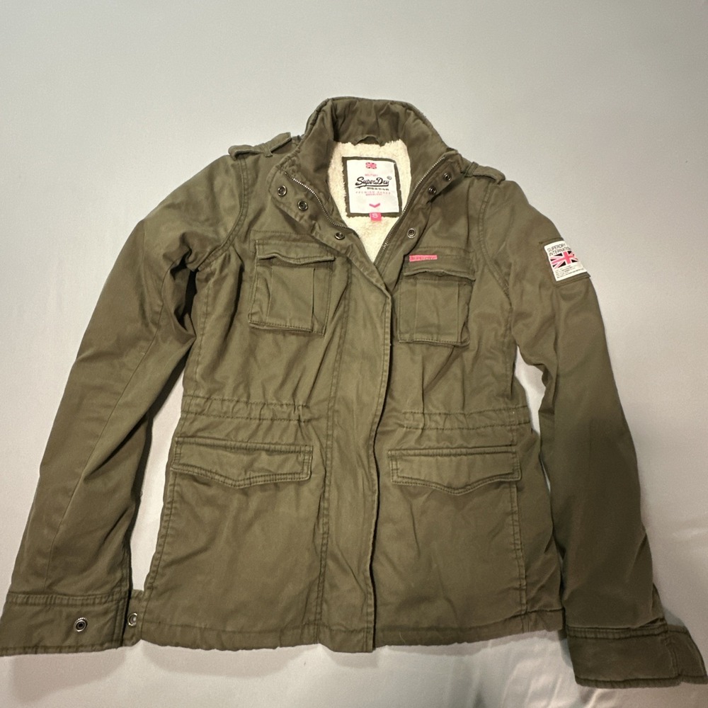 VTG Super dry JPN Women's Button Down Jacket Army Green Military SIZE Small